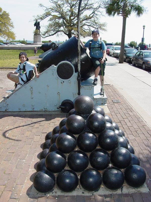 Tom and Ted with Cannons at White Point Gardens